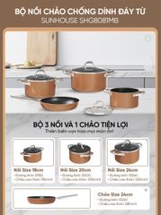 Bộ nồi chảo chống dính đáy từ Sunhouse SHG8081MB ảnh 6