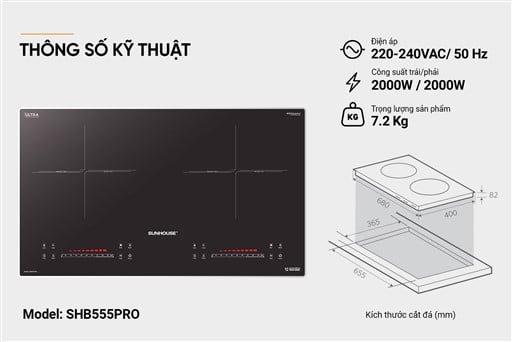 Bếp đôi điện từ Sunhouse SHB555PRO – ảnh 5