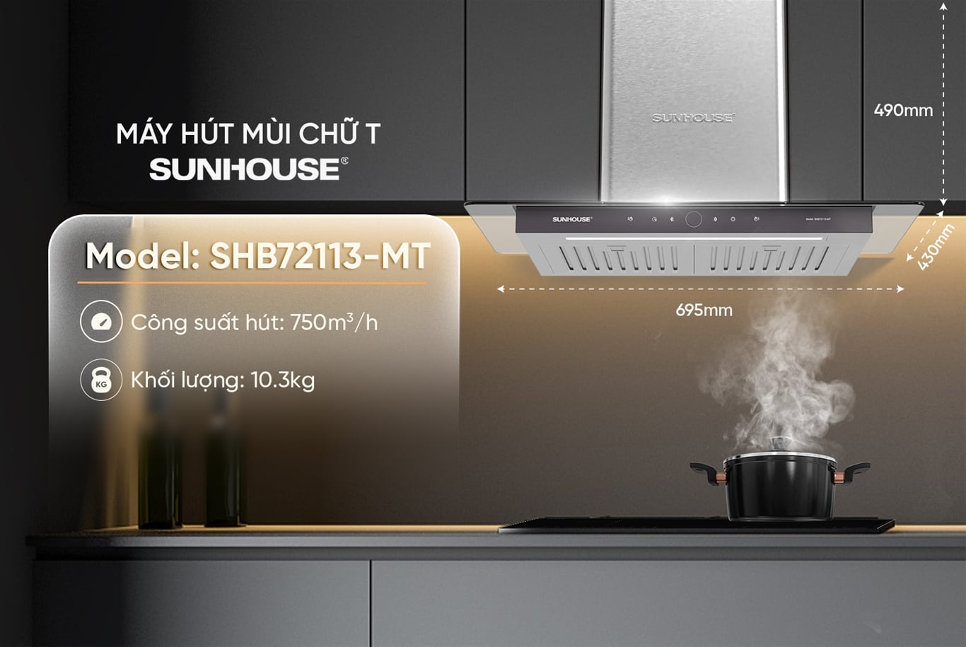 Máy hút mùi chữ t Sunhouse SHB72113-MT – ảnh 4