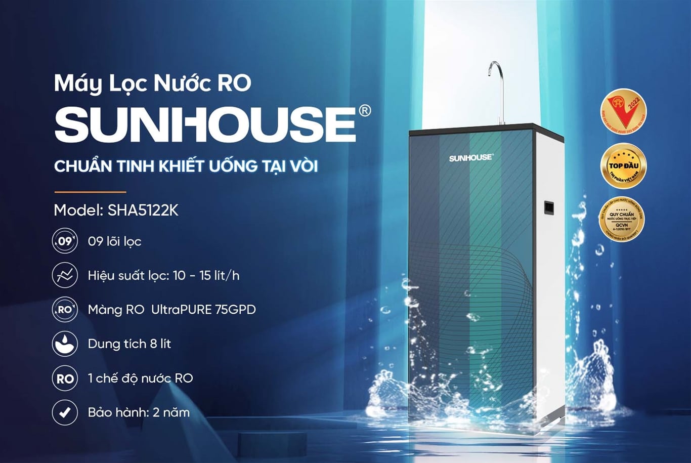 Máy lọc nước RO 09 lõi Sunhouse SHA5122K – ảnh 7