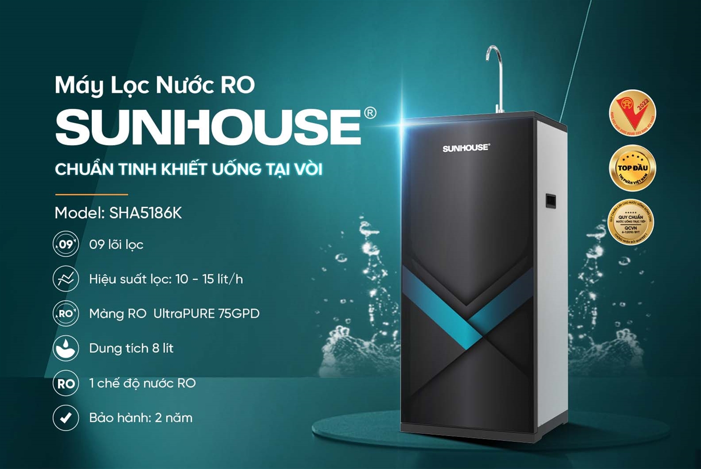 Máy lọc nước RO 09 lõi Sunhouse SHA5186K – ảnh 7