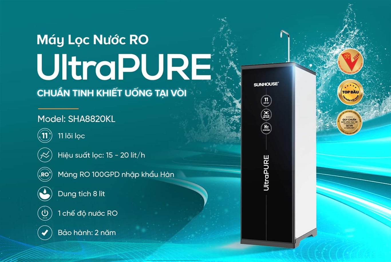 Máy lọc nước RO ultrapure Sunhouse 11 lõi SHA8820KL – ảnh 6