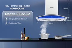 Máy hút mùi kính cong Sunhouse SHB72022 ảnh 5