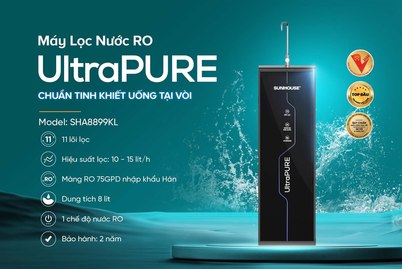 Máy lọc nước RO ultrapure Sunhouse 11 lõi SHA8899KL – ảnh 6