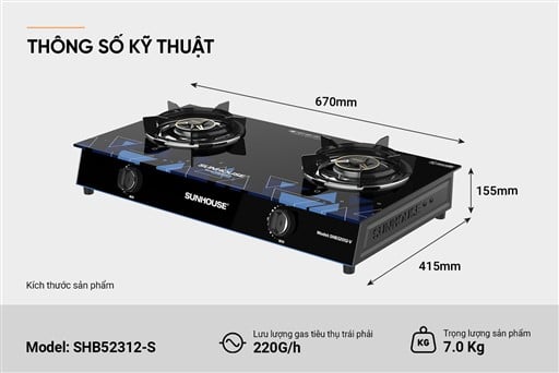 Bếp gas dương kính Sunhouse SHB52312-S – ảnh 7