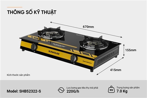Bếp gas dương kính Sunhouse SHB52322-S – ảnh 7