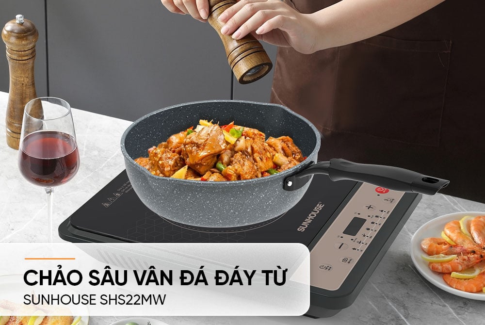 Chảo sâu vân đá đáy từ Sunhouse SHS22MW – ảnh 5