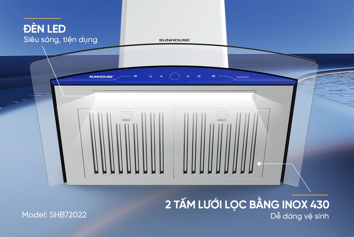 Máy hút mùi kính cong Sunhouse SHB72022 – ảnh 7