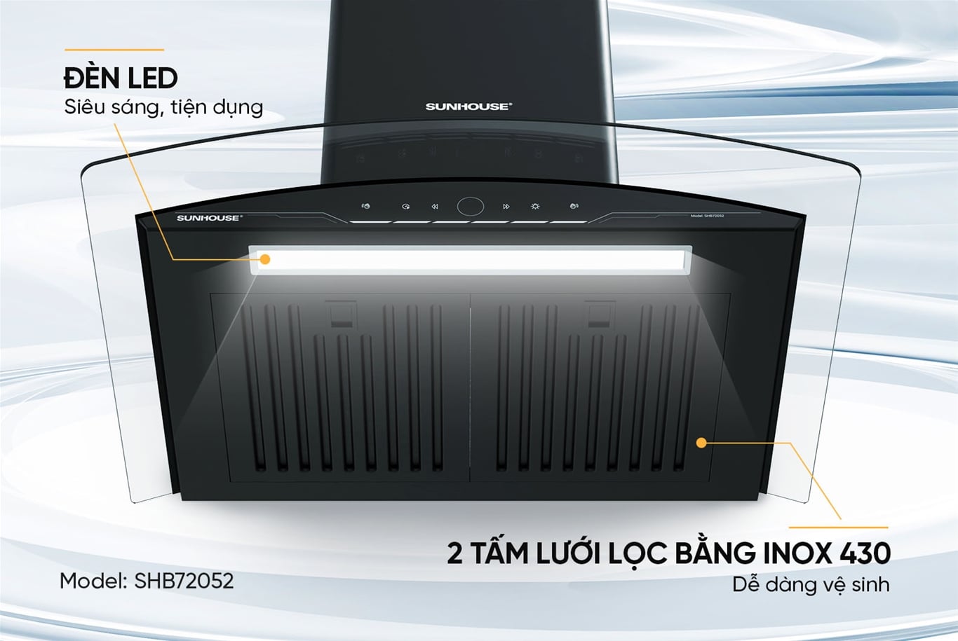 Máy hút mùi kính cong Sunhouse SHB72052 – ảnh 6