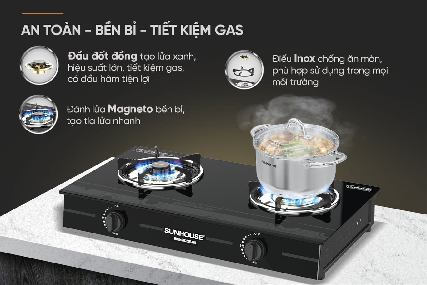Bếp gas dương kính Sunhouse SHB32012-VMC – ảnh 7