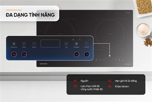 Bếp đôi điện từ Sunhouse SHB588 PRO – ảnh 6