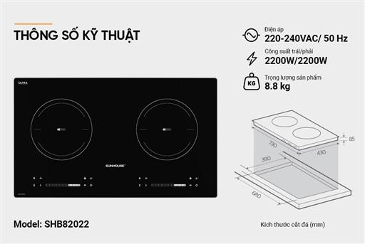 Bếp đôi điện từ Sunhouse SHB82022 – ảnh 6