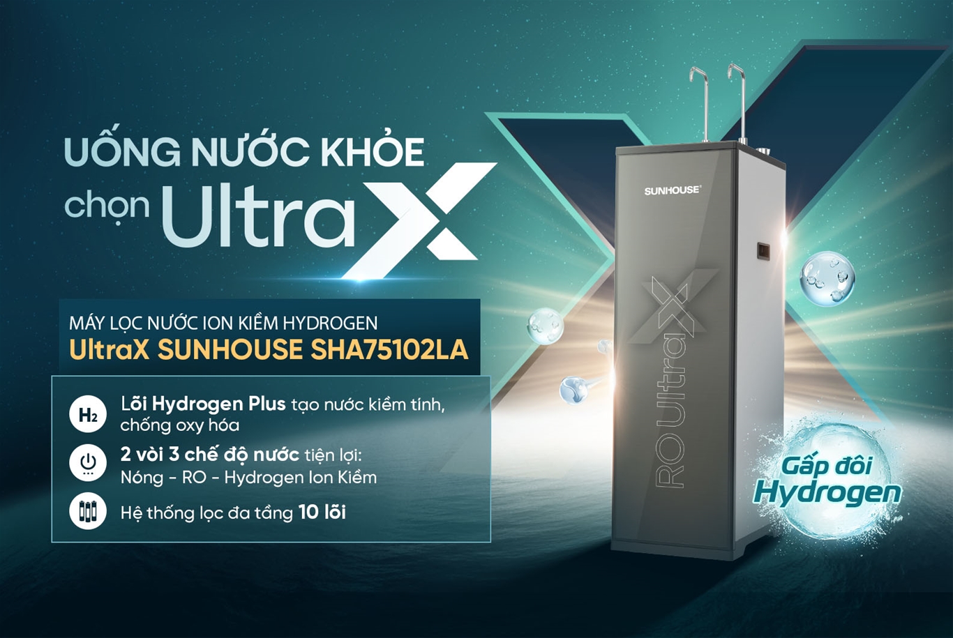 Máy lọc nước ion kiềm hydrogen ultrax Sunhouse SHA75102LA – ảnh 6