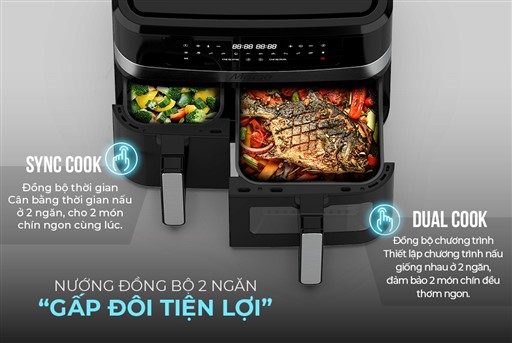 Nồi chiên không dầu 2 ngăn 10L Sunhouse Mama SHD4098 – ảnh 7