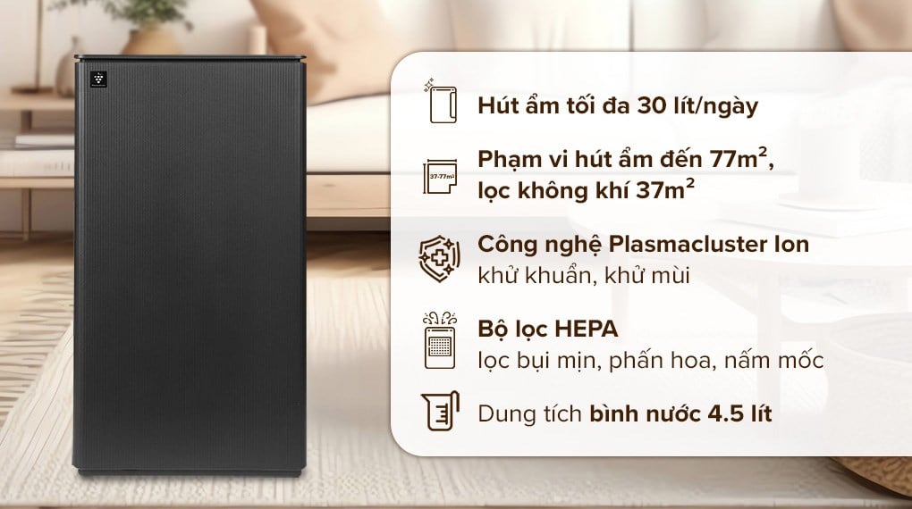 Máy hút ẩm kết hợp lọc không khí Sharp DW-T30FV-H – ảnh 2