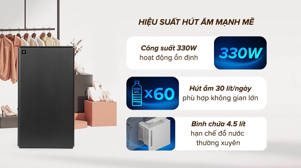 Máy hút ẩm kết hợp lọc không khí Sharp DW-T30FV-H – ảnh 3