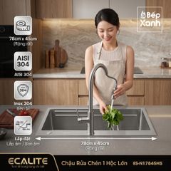 Chậu Rửa Chén Inox 1 Hộc Lớn Bertha Munual Sink Ecalite ES-N17845HS ảnh 5