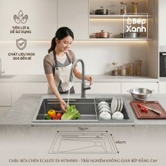 Chậu Rửa Chén Inox 1 Hộc Lớn Bertha Munual Sink Ecalite ES-N17845HS