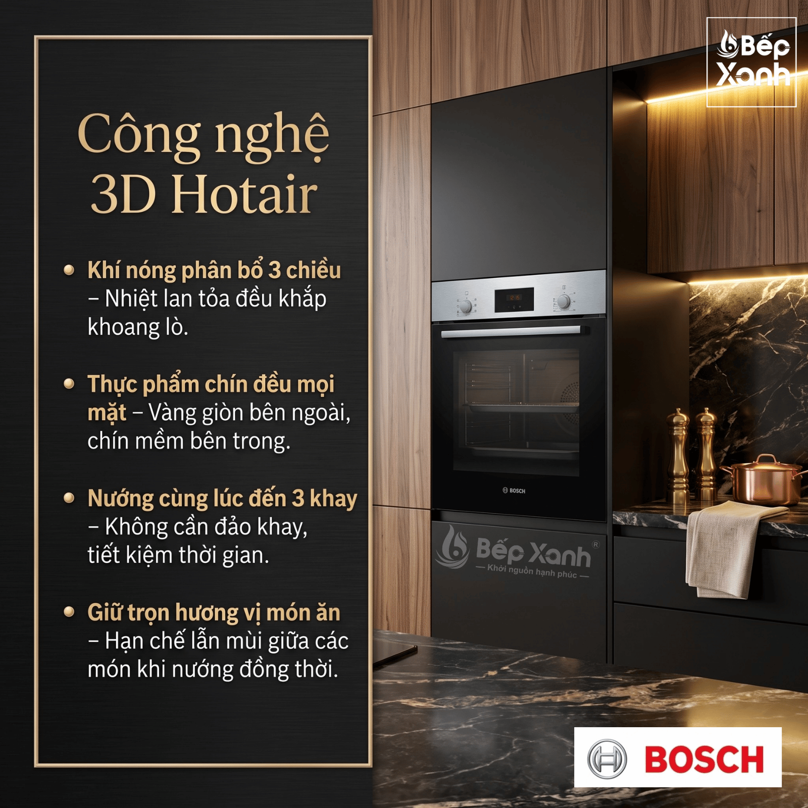 Dải nhiệt 50-275°C lò nướng âm tủ Bosch HBF113BR0A Dải nhiệt 50-275°C lò nướng âm tủ Bosch HBF113BR0A