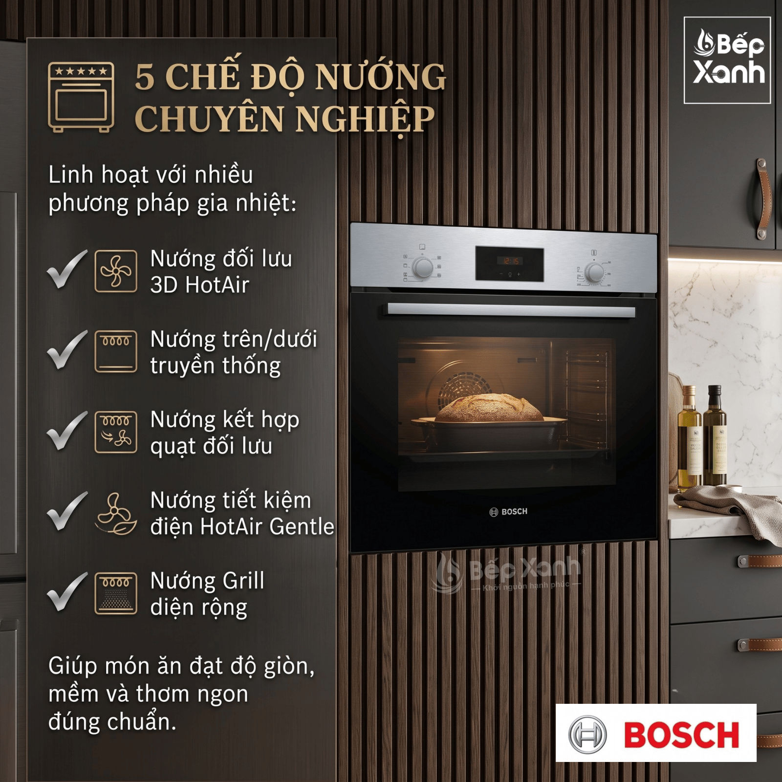 Khí nóng 3D Hotair – Lò nướng Bosch HBF113BR0A Âm Tủ / Nhập Khẩu Thổ Nhĩ Kỳ