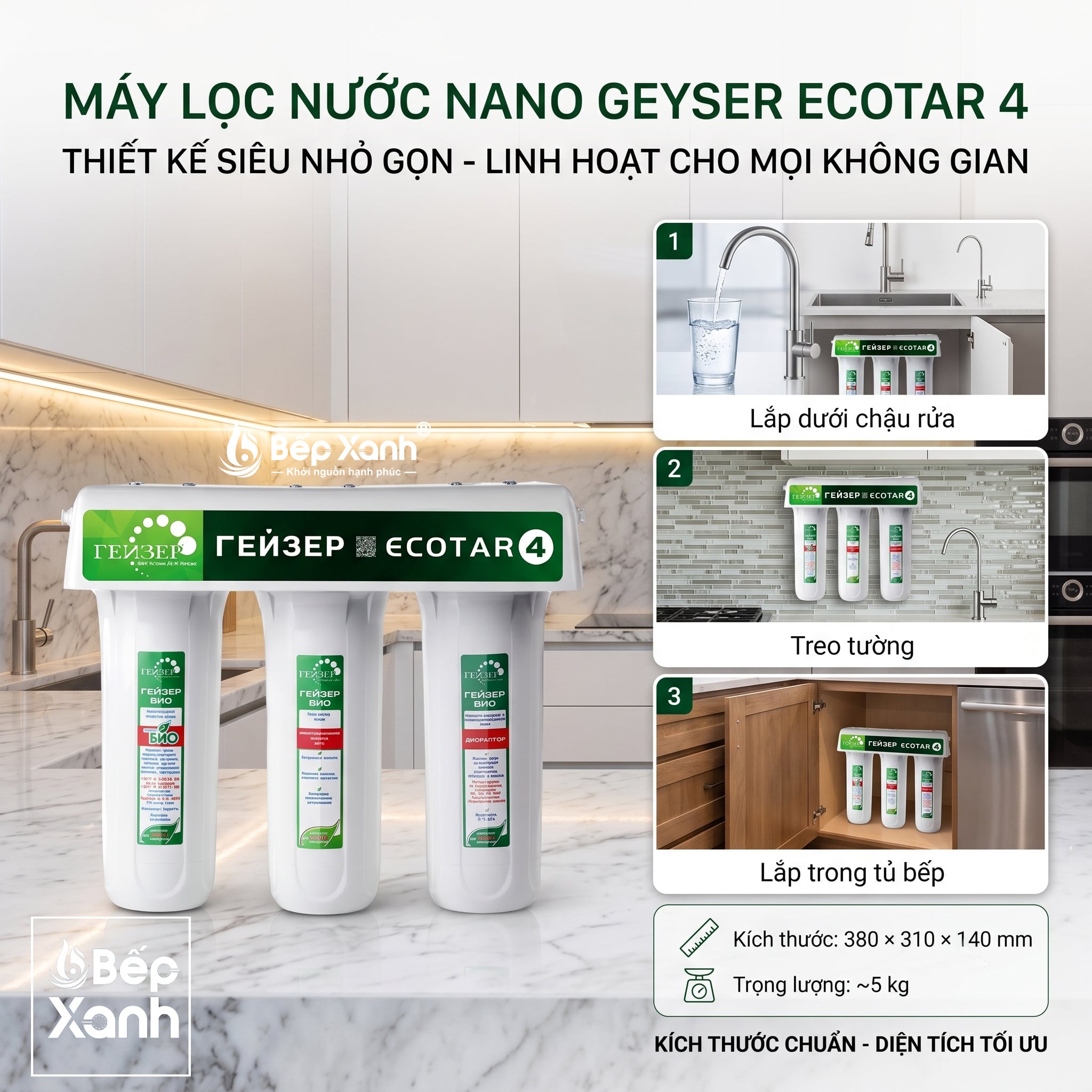 Máy Lọc Nước Dưới Chậu Rửa Nano Geyser Ecotar 4 / Nhập Khẩu 100 % Liên Bang Nga – ảnh 6