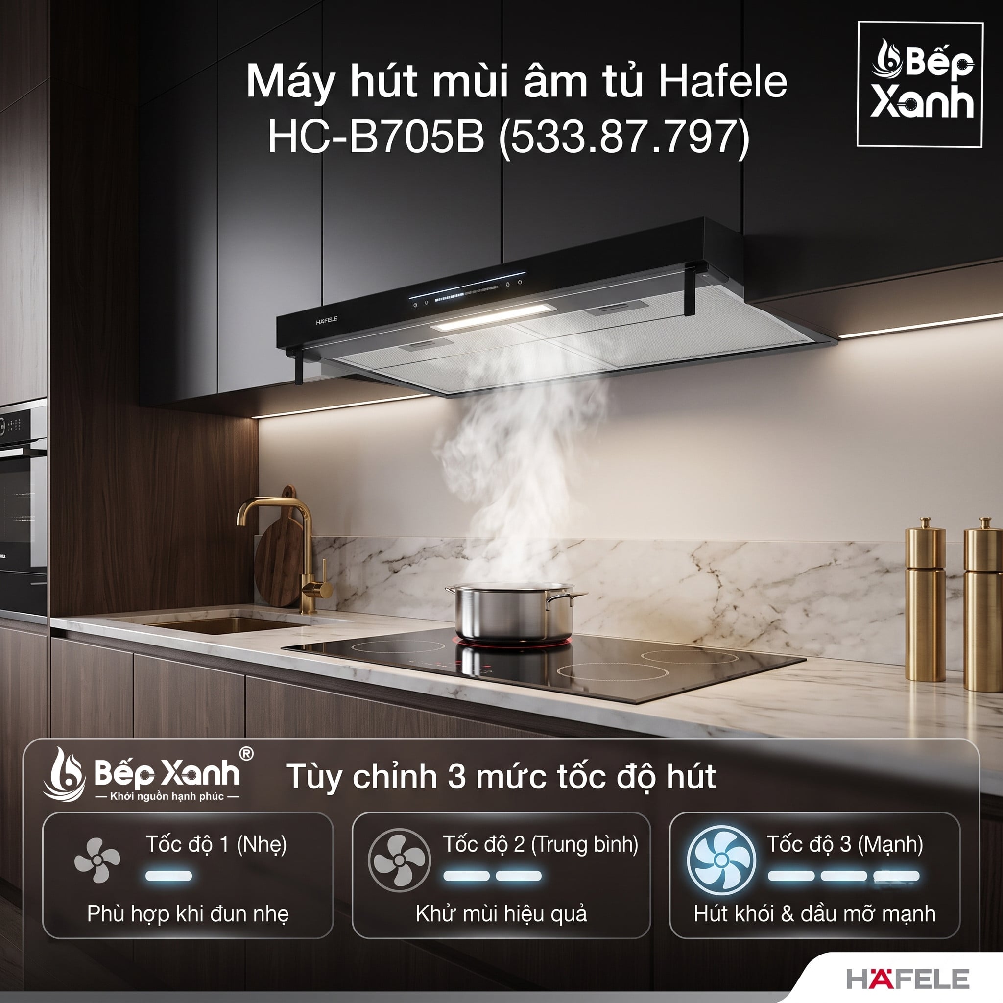 3 mức tốc độ hút linh hoạt