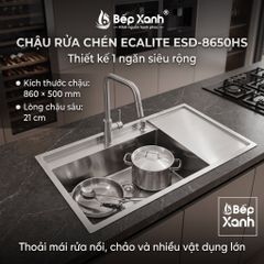 Chậu rửa chén 1 hộc lớn Vision Manual Sink Ecalite ESD-8650HS ảnh 4