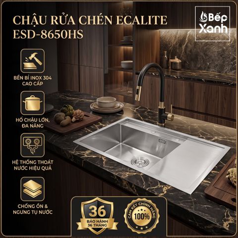 Chậu rửa chén 1 hộc lớn Vision Manual Sink Ecalite ESD-8650HS