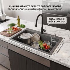 Chậu rửa chén đá Granite 1 hộc lớn 1A-Series Ecalite EGS-6001.7545LG ảnh 9