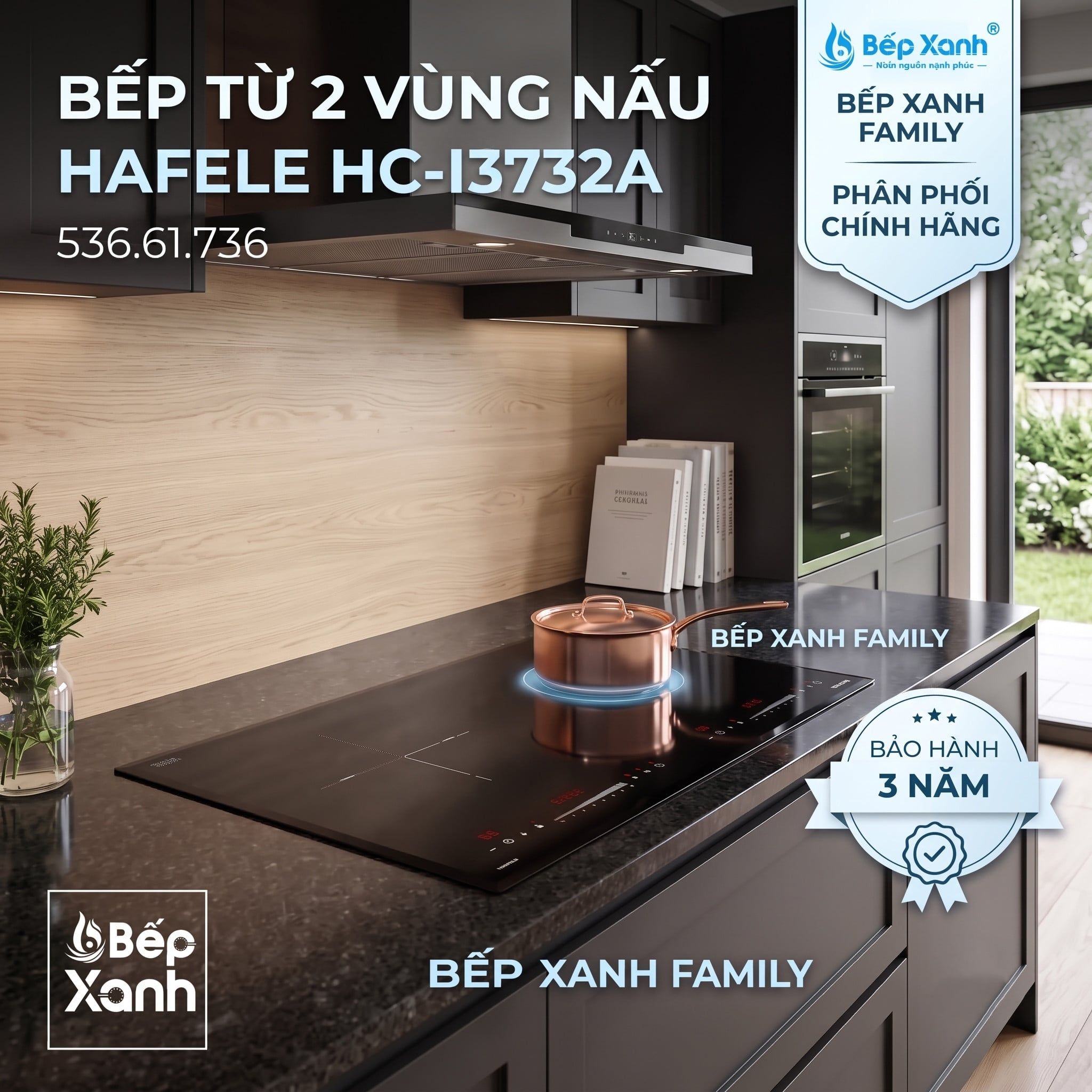 Bếp từ 2 vùng nấu Hafele HC-I3732A, mã số 536.61.736