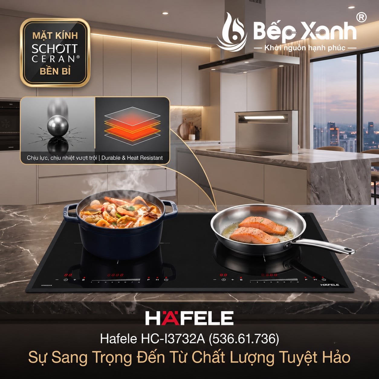 Bếp từ 2 vùng nấu Hafele HC-I3732A, mã số 536.61.736 - Giới thiệu chiếc bếp cho gian bếp hiện đại Bếp từ 2 vùng nấu Hafele HC-I3732A, mã số 536.61.736 - Giới thiệu chiếc bếp cho gian bếp hiện đại