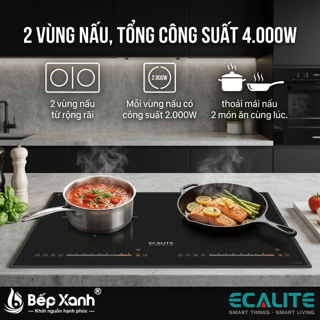 Bếp từ 2 vùng nấu Ecalite EL-MK2488II, nhập khẩu Malaysia – ảnh 5