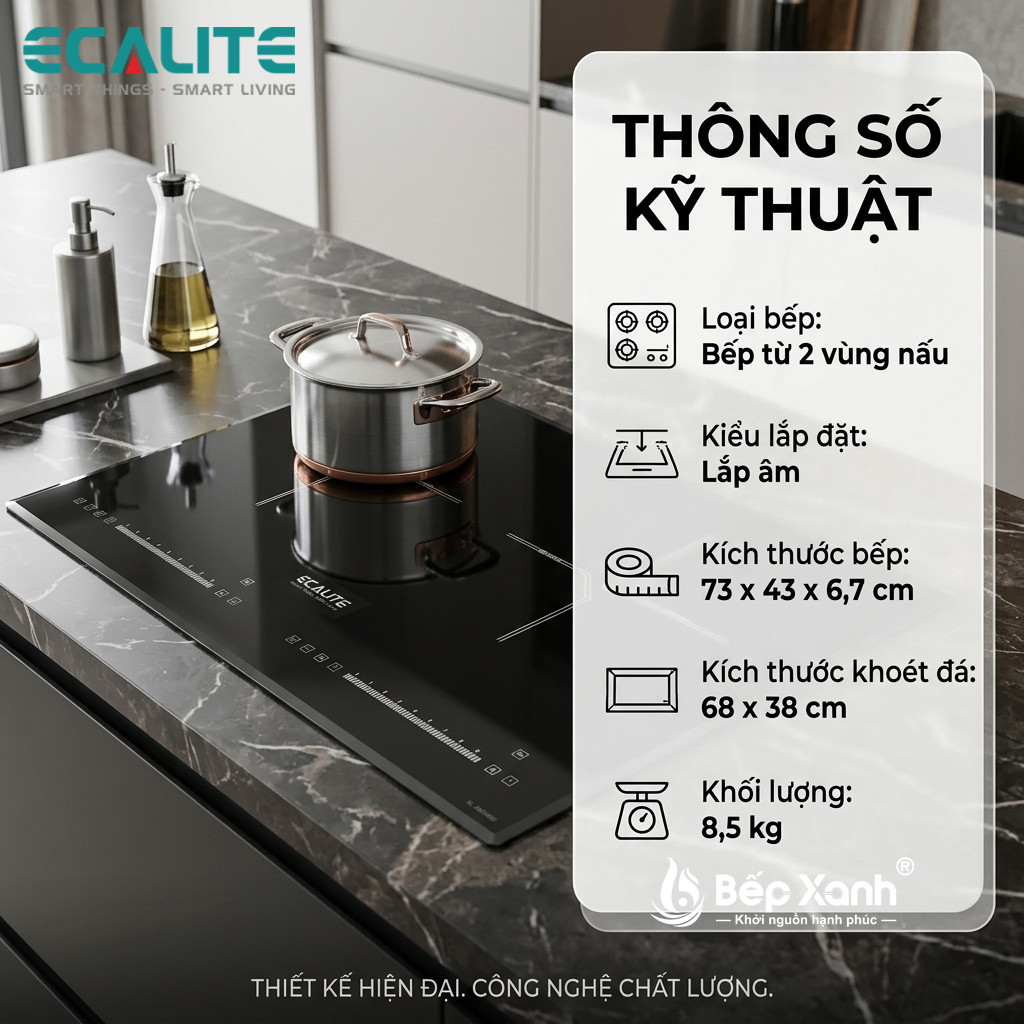 Thông số kích thước bếp từ Ecalite EL-MK2488II