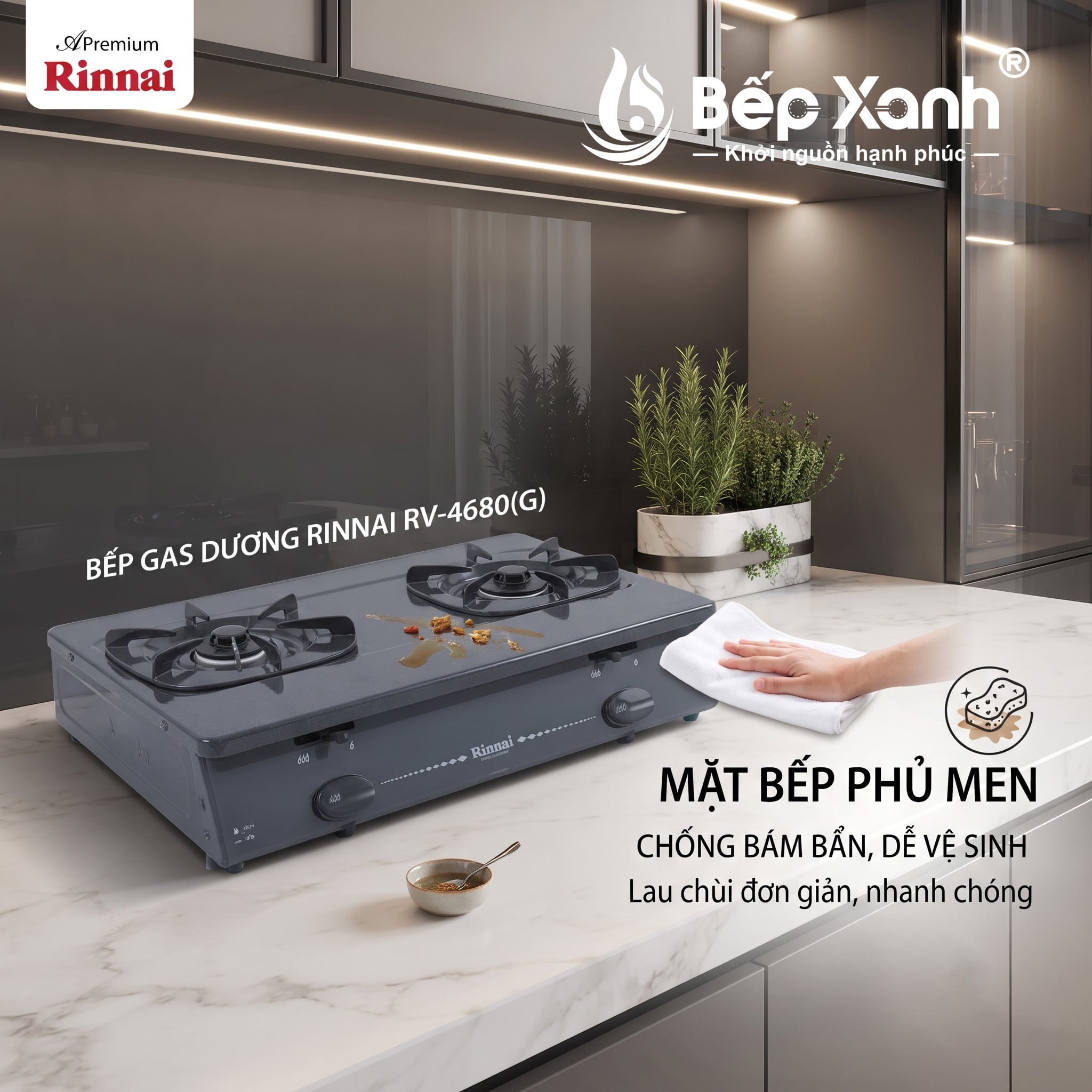 Bếp gas dương Rinnai RV-4680(G) - chi tiết Bếp gas dương Rinnai RV-4680(G) - chi tiết
