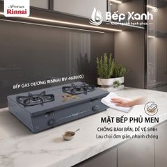 Bếp gas dương Rinnai RV-4680(G) 590mm 2 lò nấu, mặt thép phủ men ảnh 4