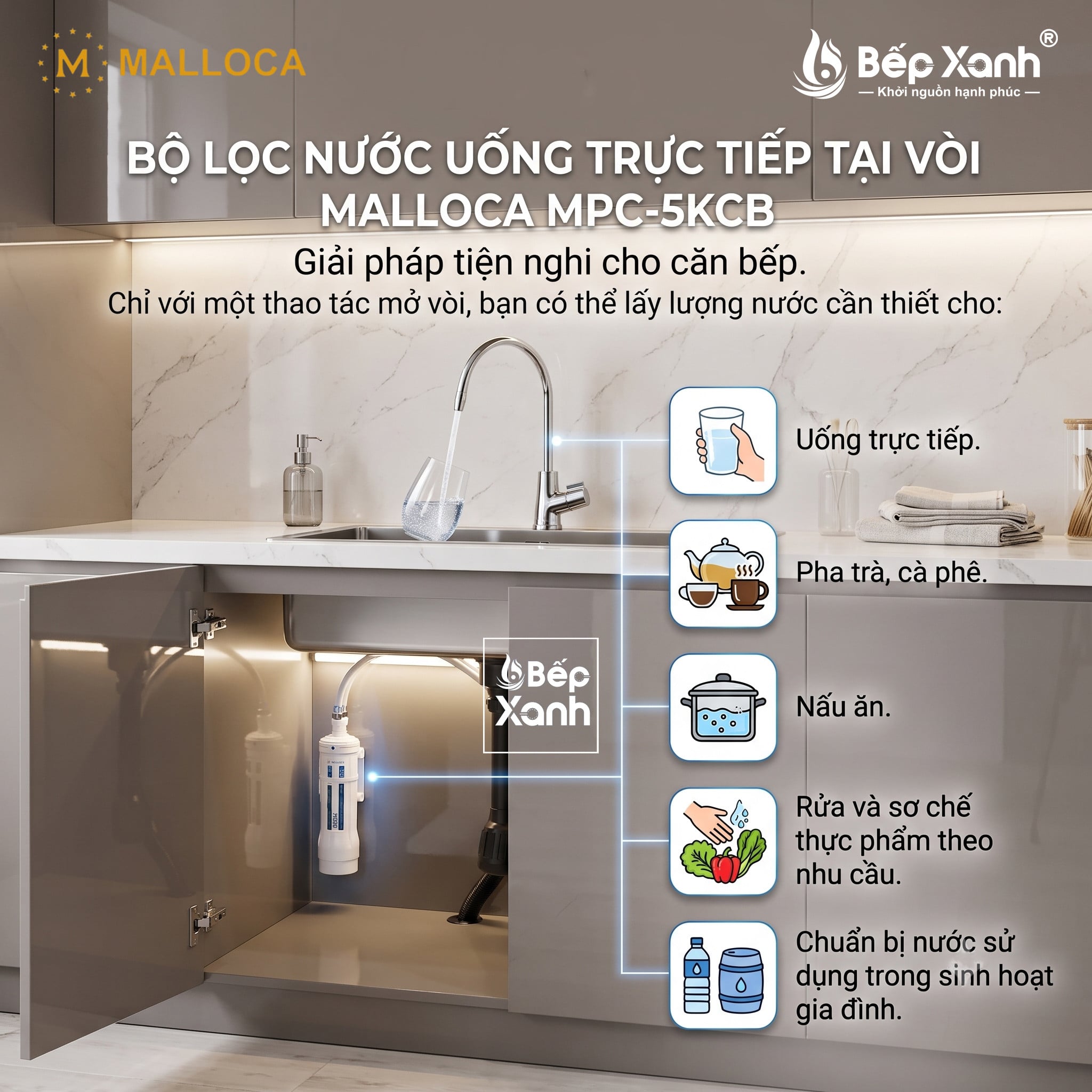 Máy lọc nước uống trực tiếp tại vòi Malloca MPC-5KCB - made in Japan – ảnh 7