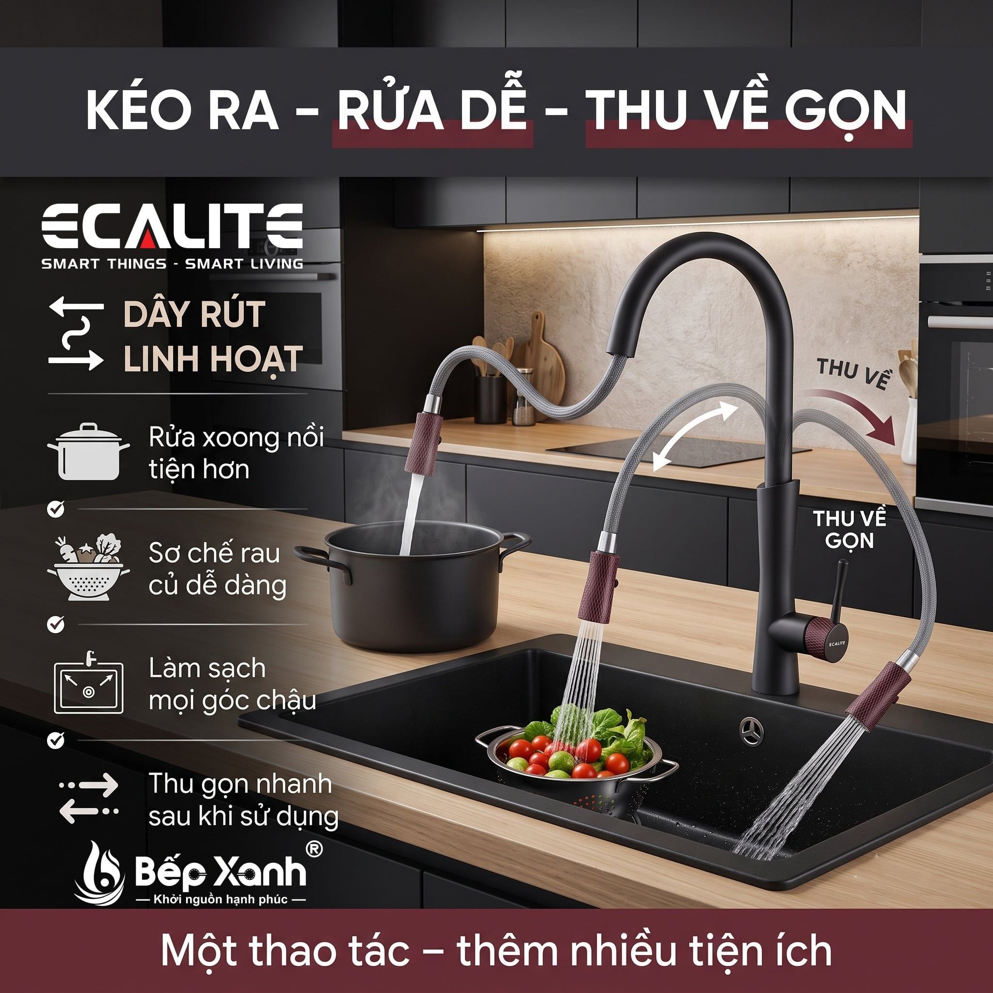 Vòi rửa chén Ecalite EF-N2023B – ảnh chụp sản phẩm chính hãng