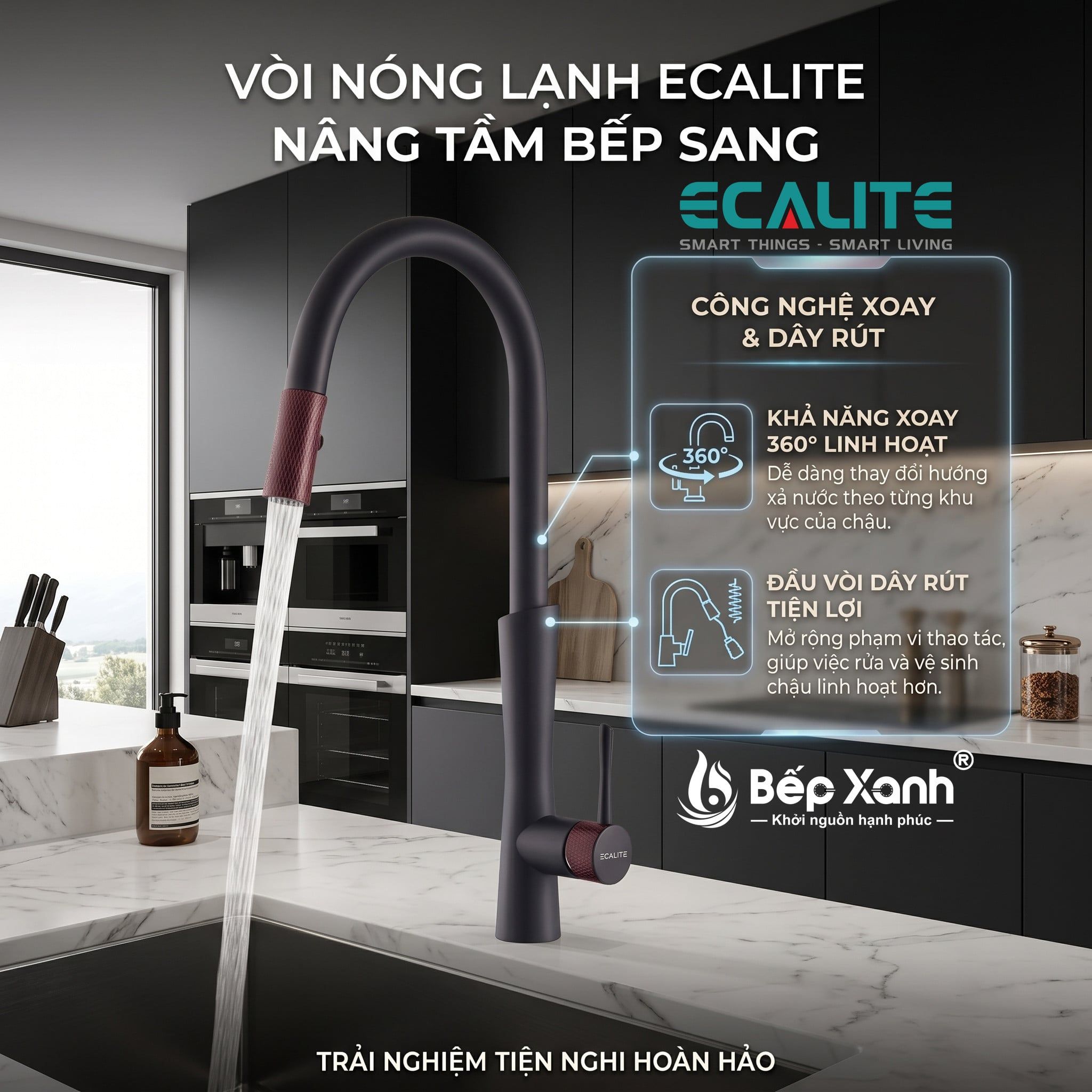 Vòi rửa chén dây rút pull-down Ecalite EF-N2023B