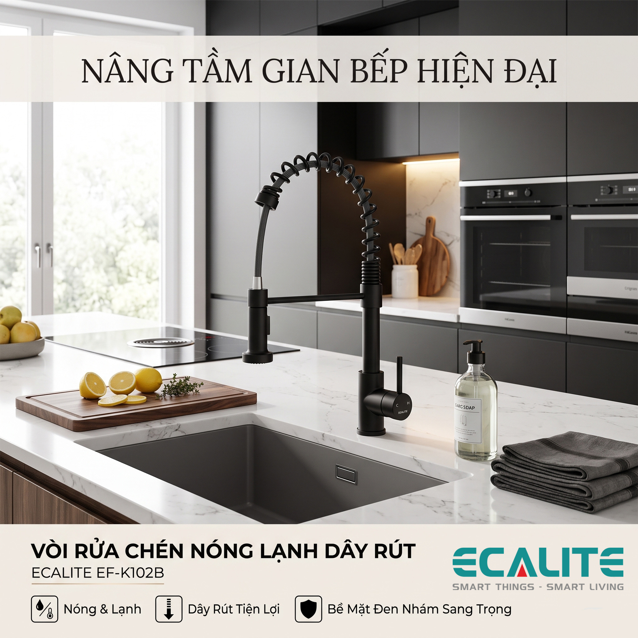 Vòi rửa chén nóng lạnh Single Control Ecalite EF-K102B – ảnh 5