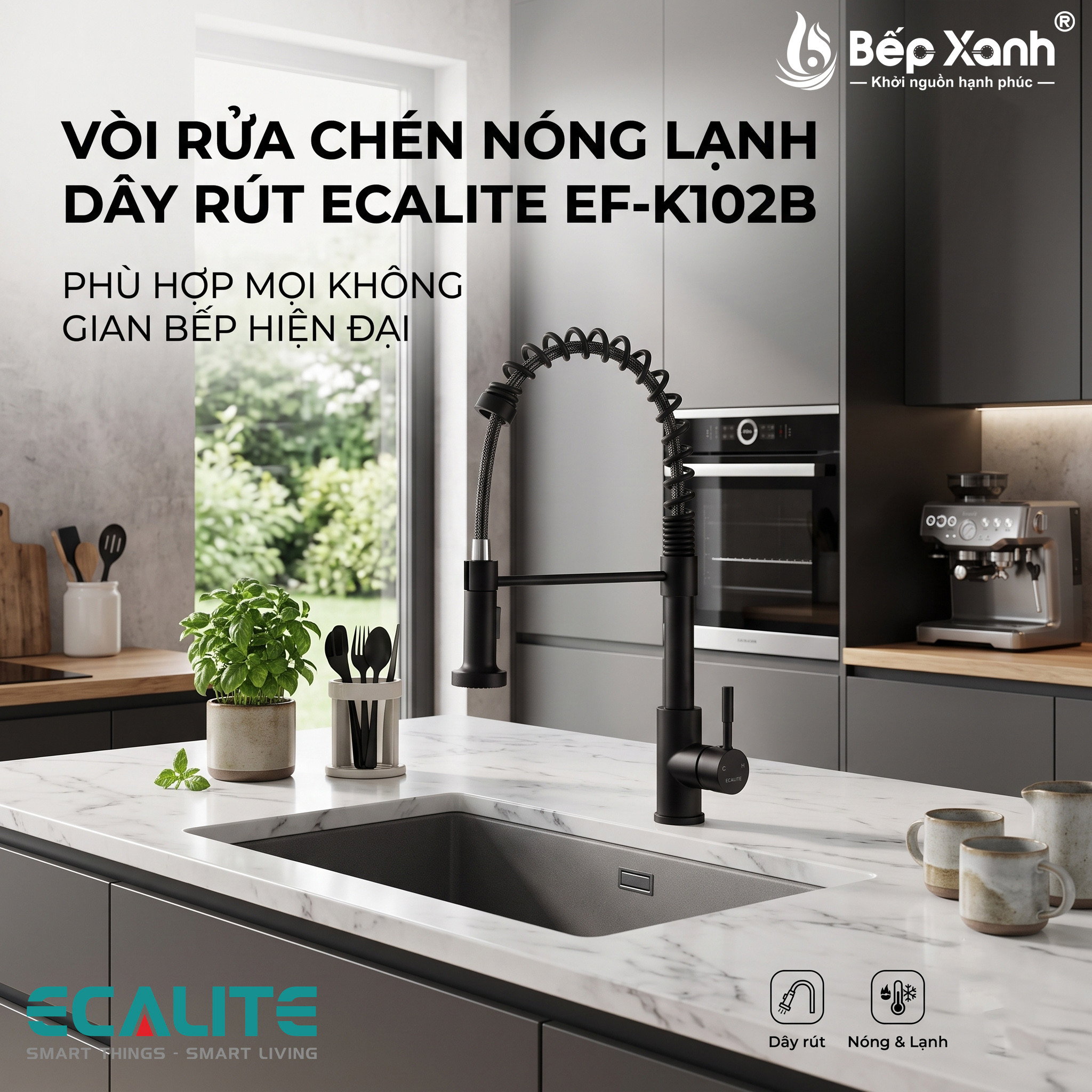 Vòi rửa chén nóng lạnh Single Control Ecalite EF-K102B – ảnh 6