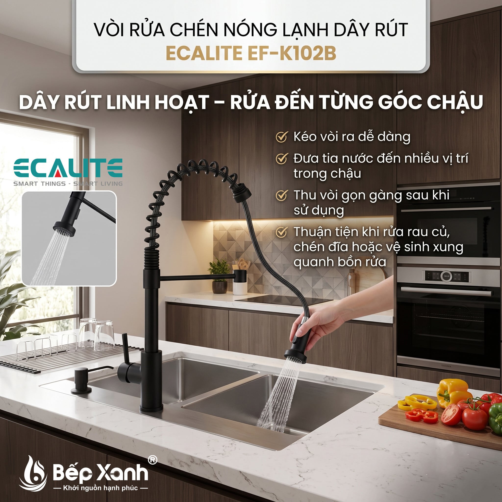 Vòi rửa chén nóng lạnh Single Control Ecalite EF-K102B – ảnh 7