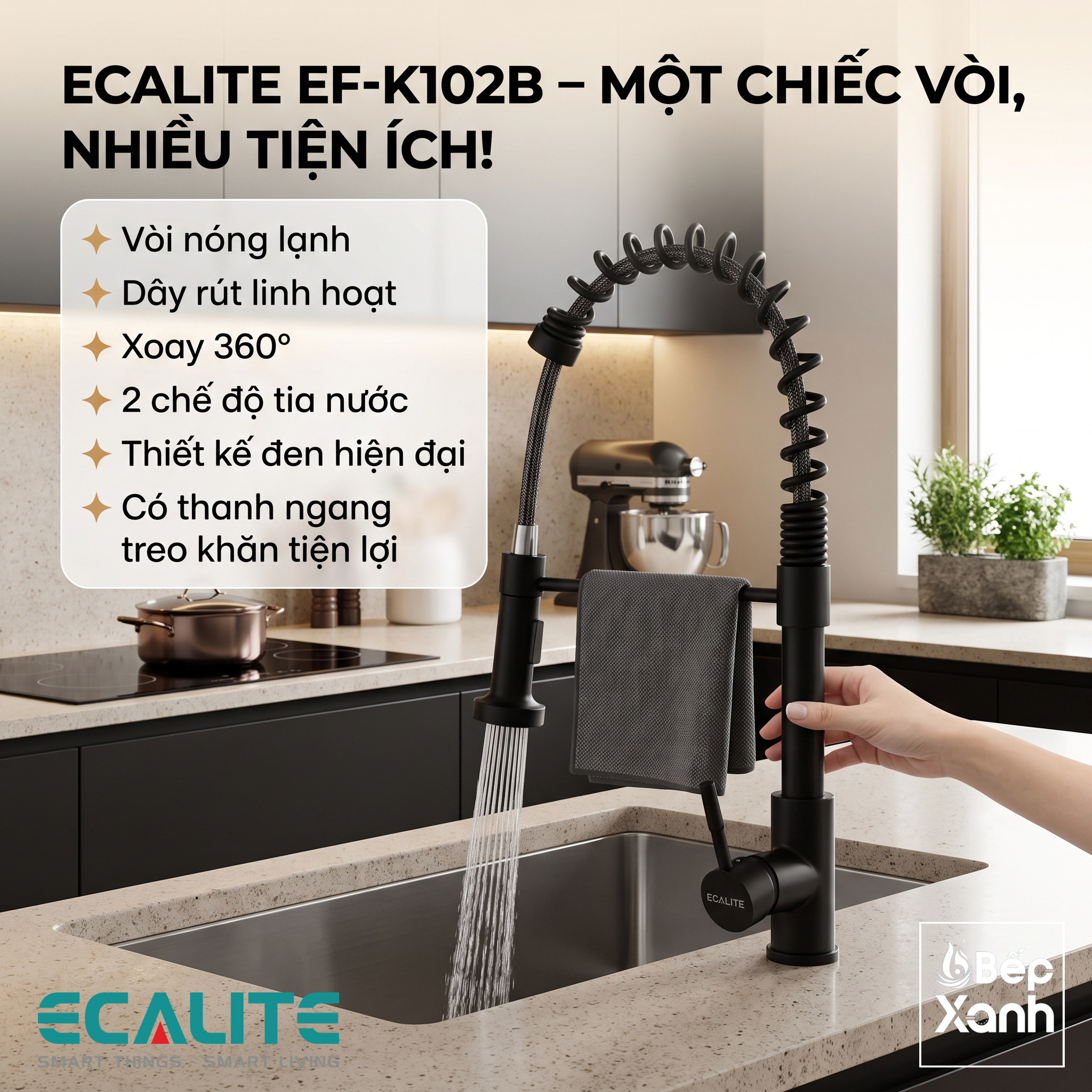 Vòi rửa chén nóng lạnh Single Control Ecalite EF-K102B – ảnh 8