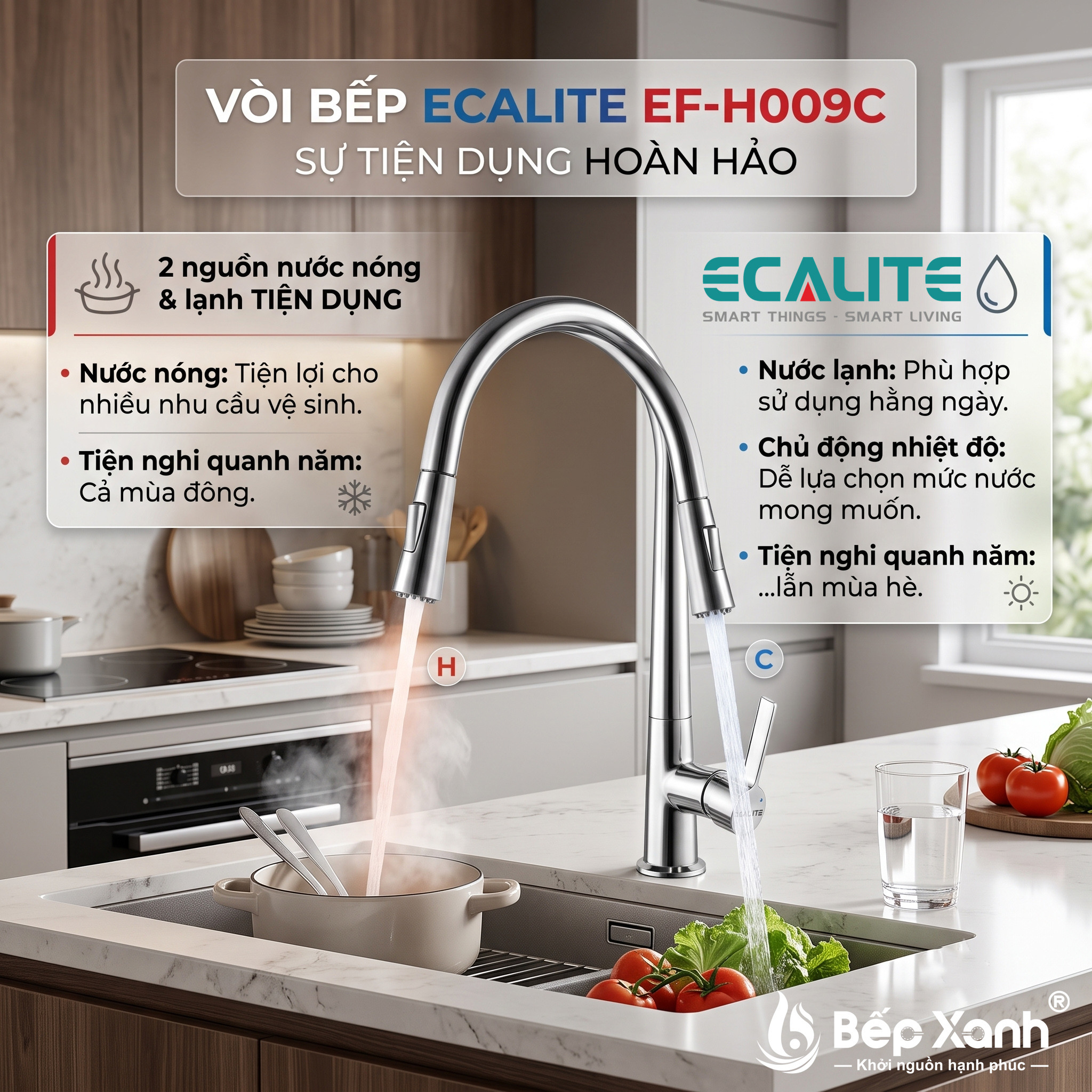 Vòi rửa chén nóng lạnh Ecalite EF-H009C Vòi rửa chén nóng lạnh Ecalite EF-H009C