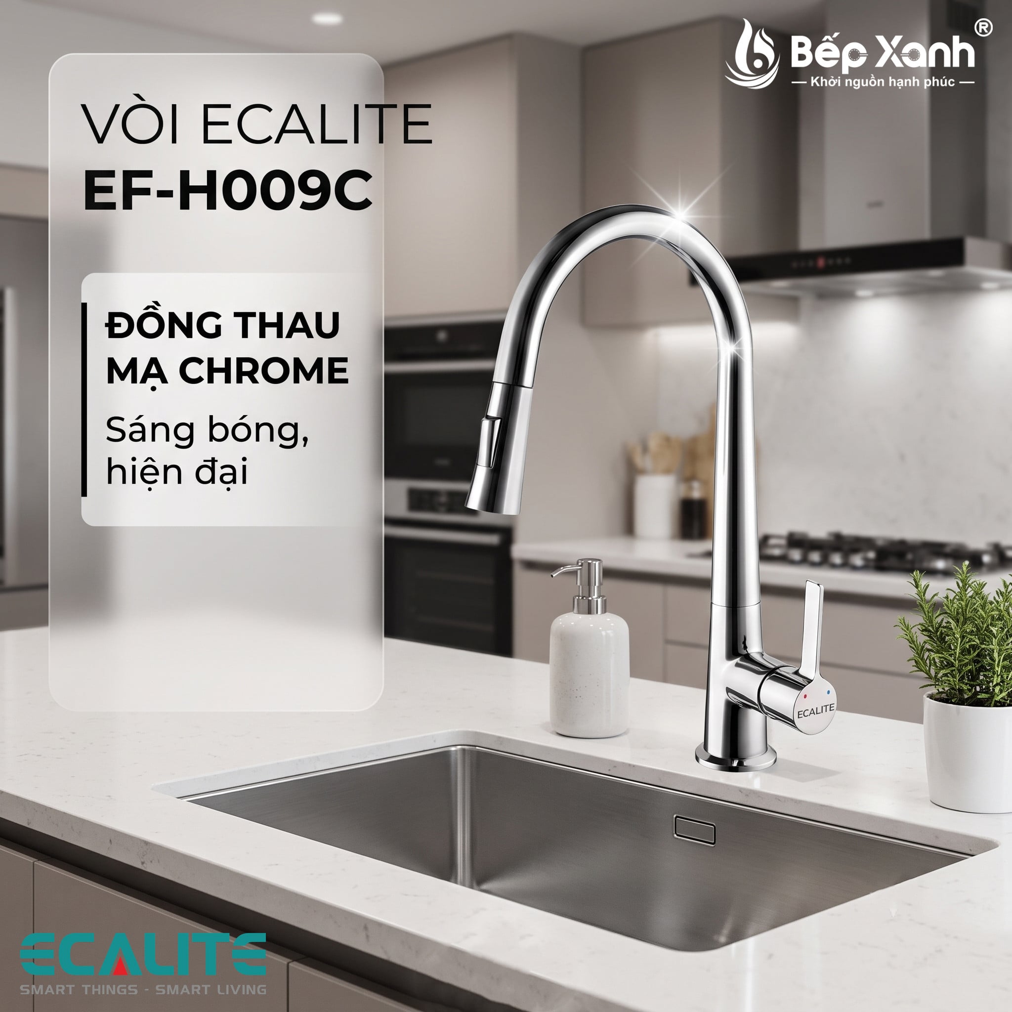 Vòi rửa chén nóng lạnh Kitchen Mixer Ecalite EF-H009C – ảnh 8