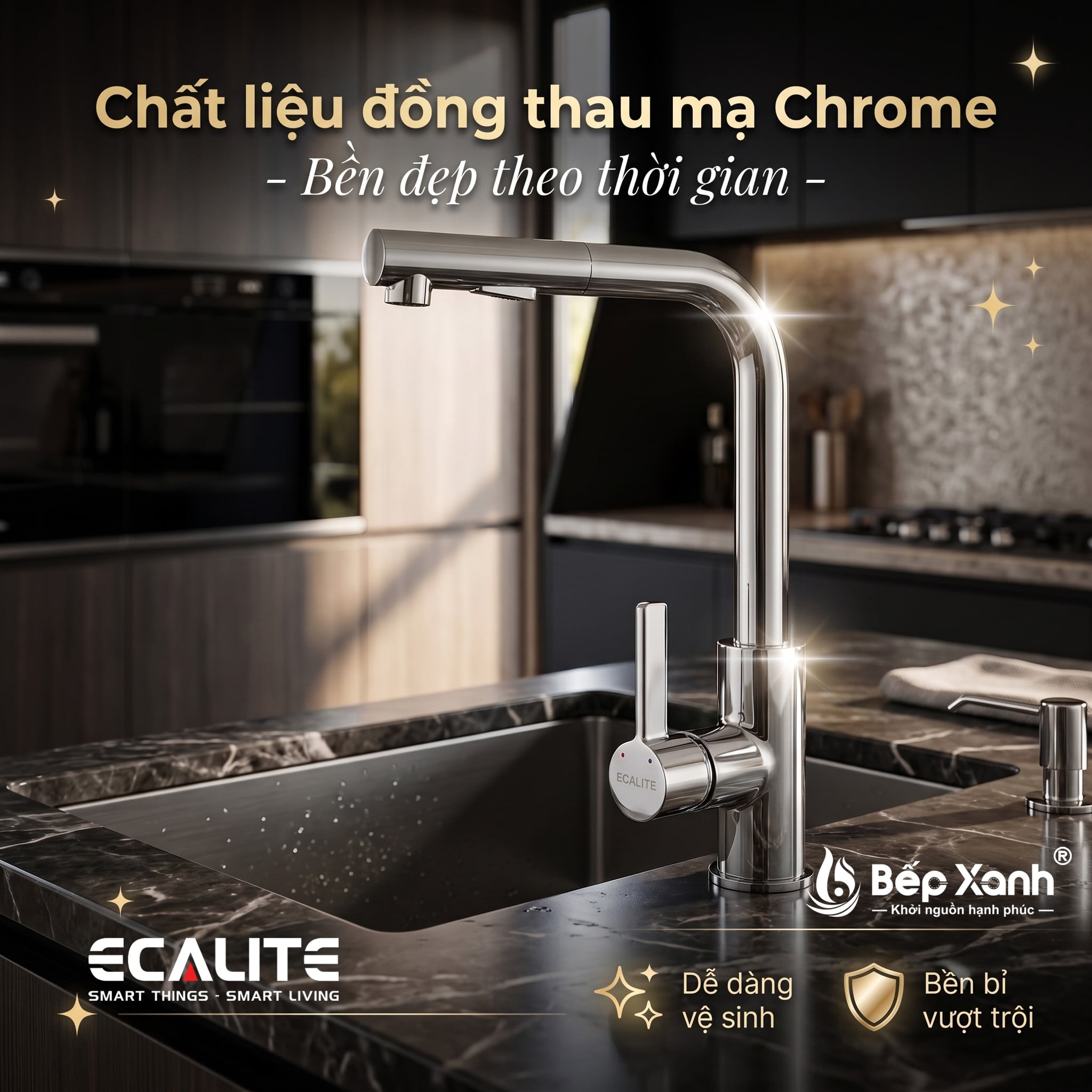Vòi rửa chén nóng lạnh Kitchen Mixer Ecalite EF-H018C – ảnh 5