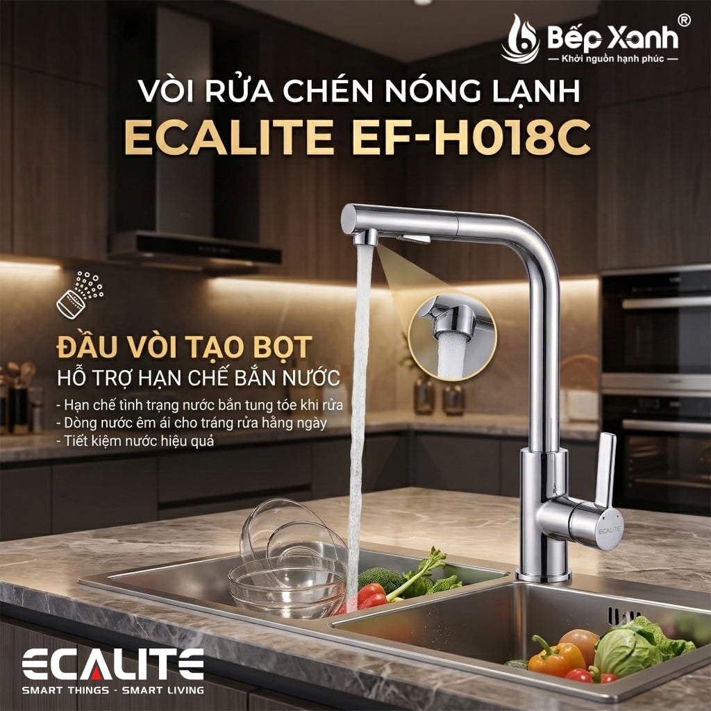Đầu vòi tạo bọt hạn chế bắn nước của vòi Ecalite EF-H018C Đầu vòi tạo bọt hạn chế bắn nước của vòi Ecalite EF-H018C