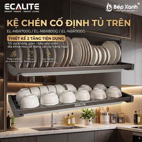 Kệ chén cố định tủ trên, nan Oval N-Series Bowl-Rack Ecalite EL-NBR900G
