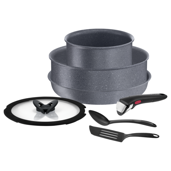 Bộ 3 nồi chảo cán rời Tefal Ingenio Natural Force L3969172, 16cm/24cm/24cm, nắp 24cm, xẻng, muỗng