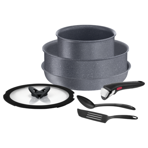 Bộ 3 nồi chảo cán rời Tefal Ingenio Natural Force L3969172, 16cm/24cm/24cm, nắp 24cm, xẻng, muỗng