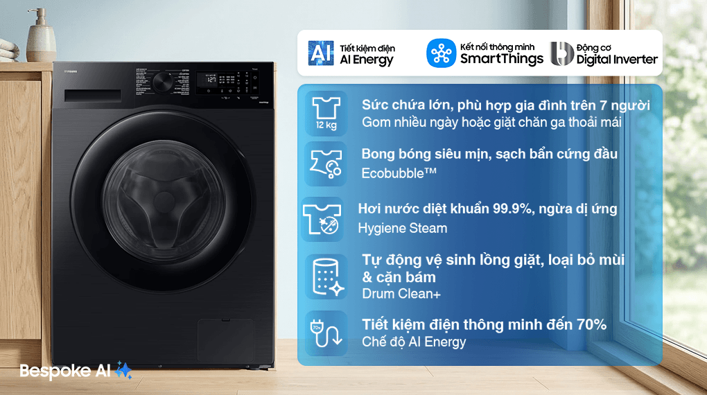 Máy giặt Samsung Inverter 12 kg WW12CGC04DABSV – ảnh 2